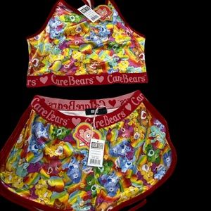 Iron Fist Rainbow Care Bears Halter Crop Top and Matching Short Set SIZE Large